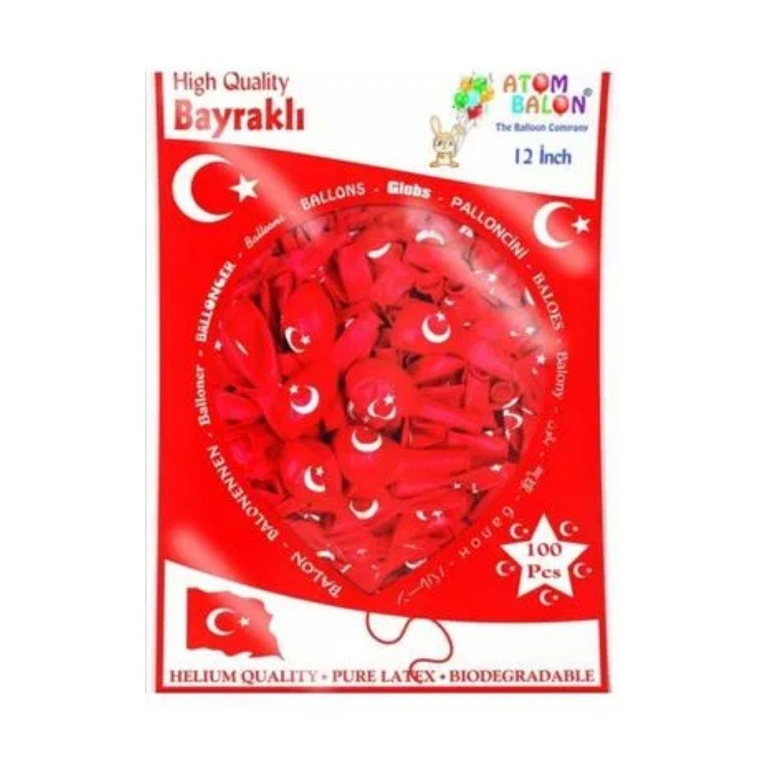 ATOM BALON TÜRK BAYRAĞI 100 LÜ*40