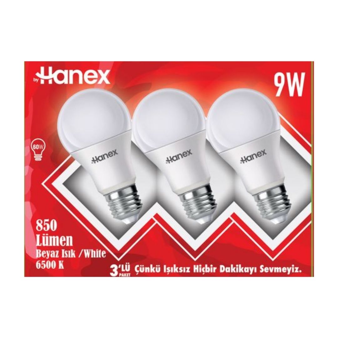BYHANEX HNX-3125 3 LÜ LED AMPUL 9W BEYAZ*80