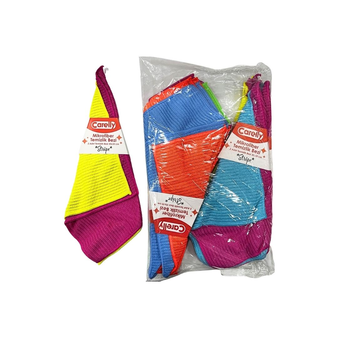 CARELLY CR-4806 TEMİZLİK BEZİ ÇİZGİL 2Lİ 30x30*144