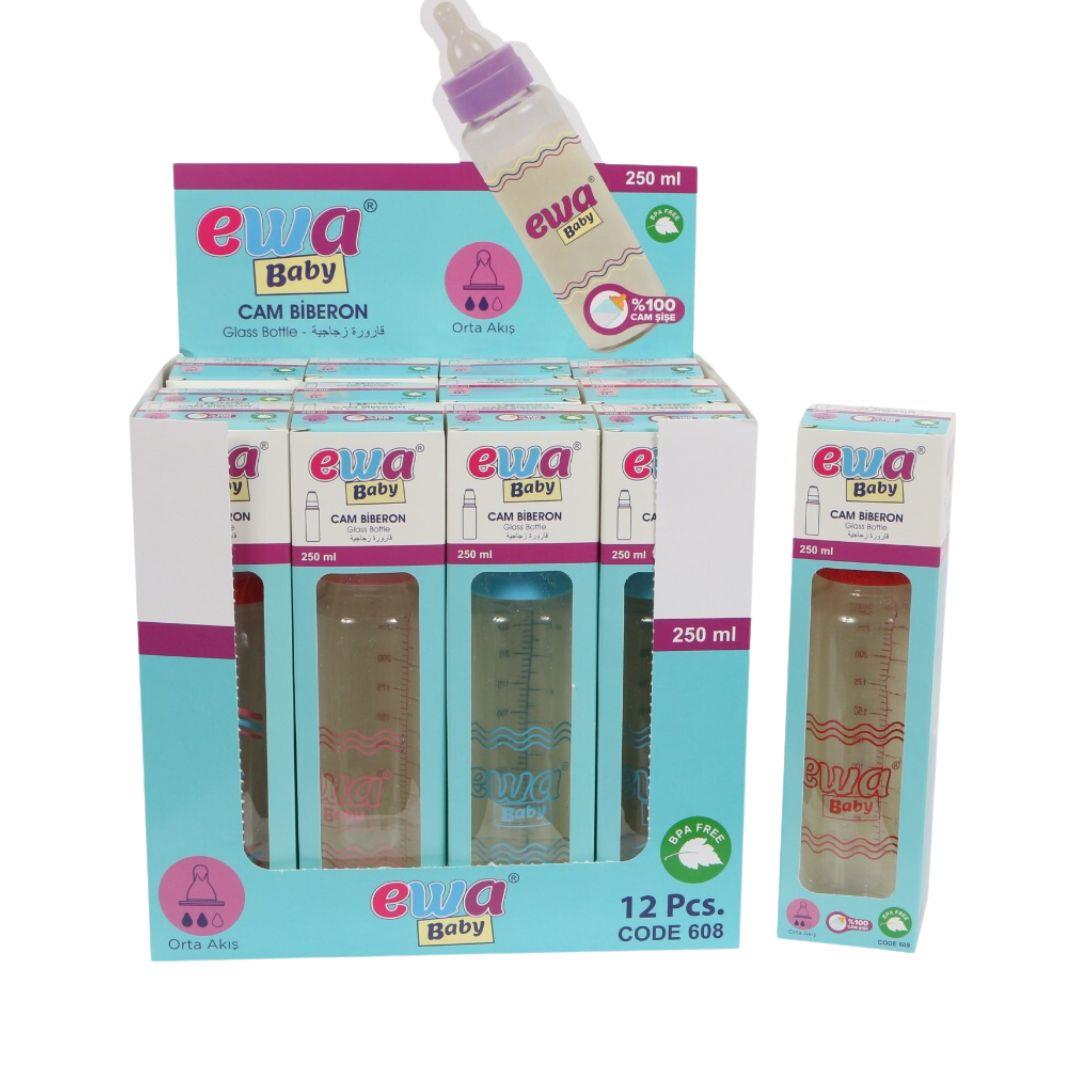 EWA BABY EWA-608 250 ML CAM BİBERON 12 Lİ*8