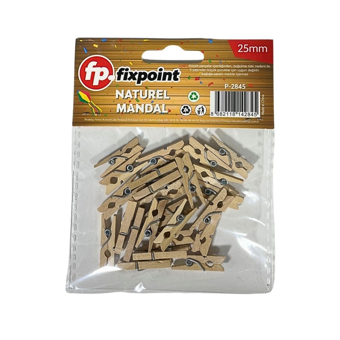 FİXPOİNT NARUREL 24 LÜ AHŞAP MİNİ MANDAL12 Lİ*48