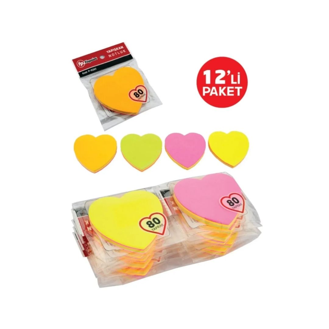 FİXPOİNT YAPIŞKANLI KAĞIT 80 YP KALP(12*50)*600