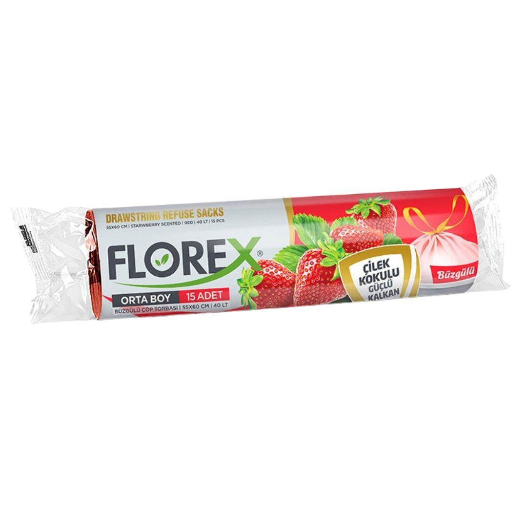 FLOREX FL-402 ÇÖP POŞETİ BÜZGÜLÜ ÇİLEK ORTA *25