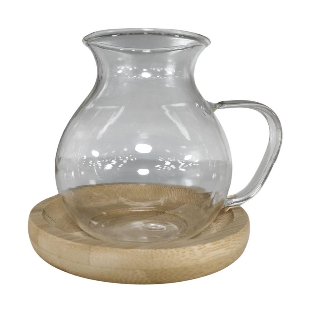 KRD HOME 6 LI BAMBU TABAKLI CAM BARDAK TAKIMI*12