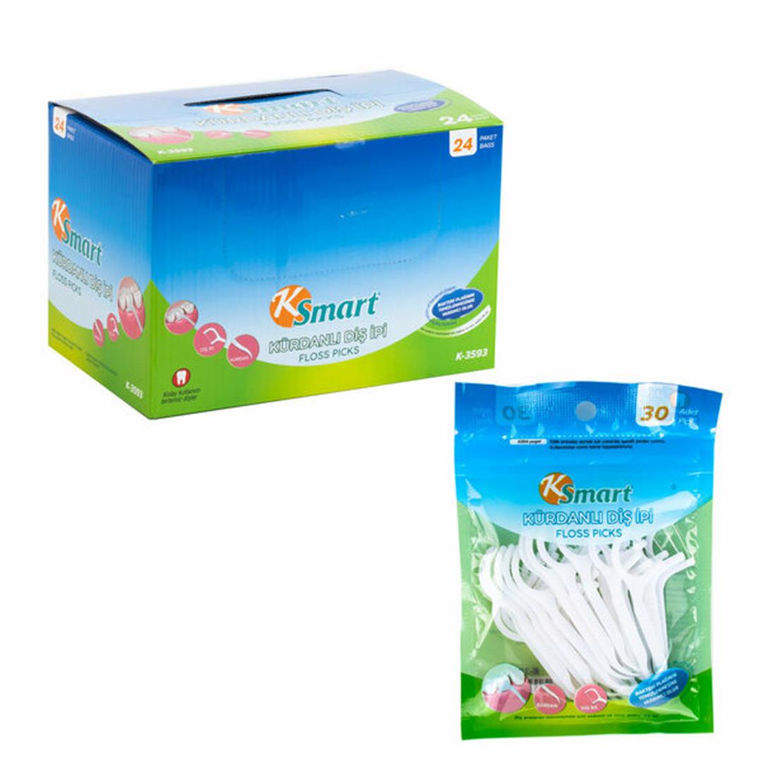 KSMART 24 LÜ POŞETLİ KÜRDANLI DİŞ İPİ(24*24)*576 KSMART 24 LÜ POŞETLİ KÜRDANLI DİŞ İPİ(24*24)*576