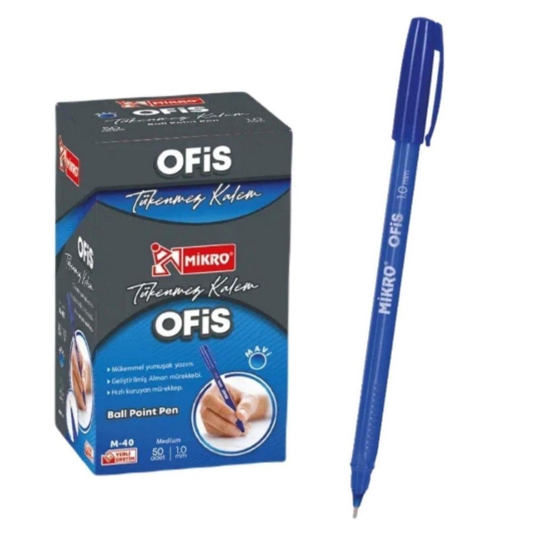MİKRO MAVİ OFİS TÜKENMEZ KALEM 50 Lİ*48