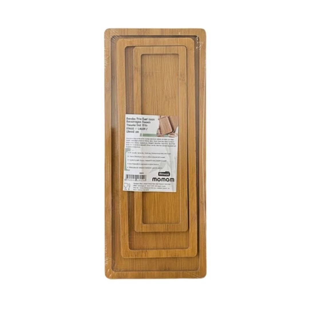 MOMOM 0051 BAMBU UZUN 3 LÜ SUNUM TEPSİSİ*24