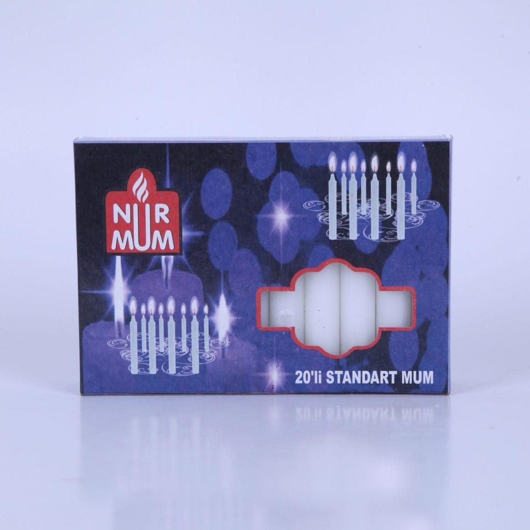 NURMUM X-441 20 Lİ STANDART MUM BEYAZ-KIRMIZI*30