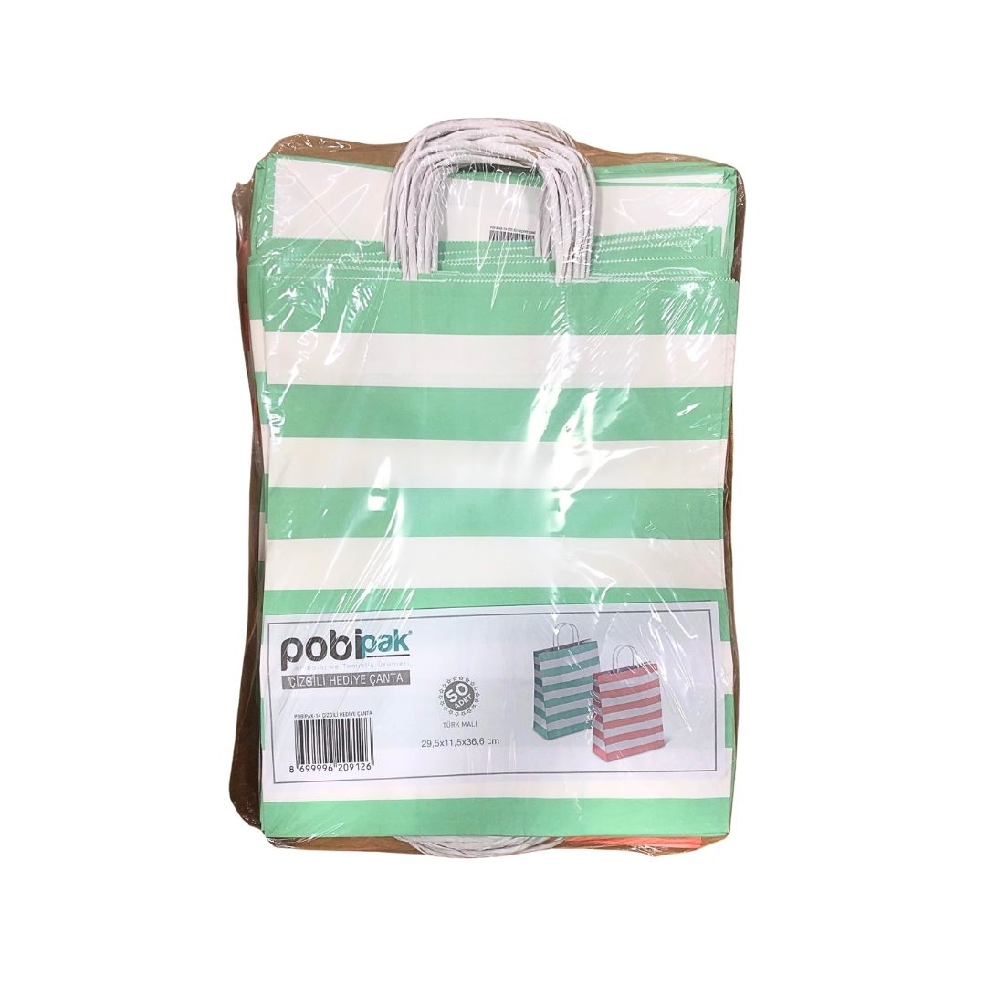 POBİPAK-014 ÇİZGİLİ HEDİYE ÇANTASI 30X12X37*250