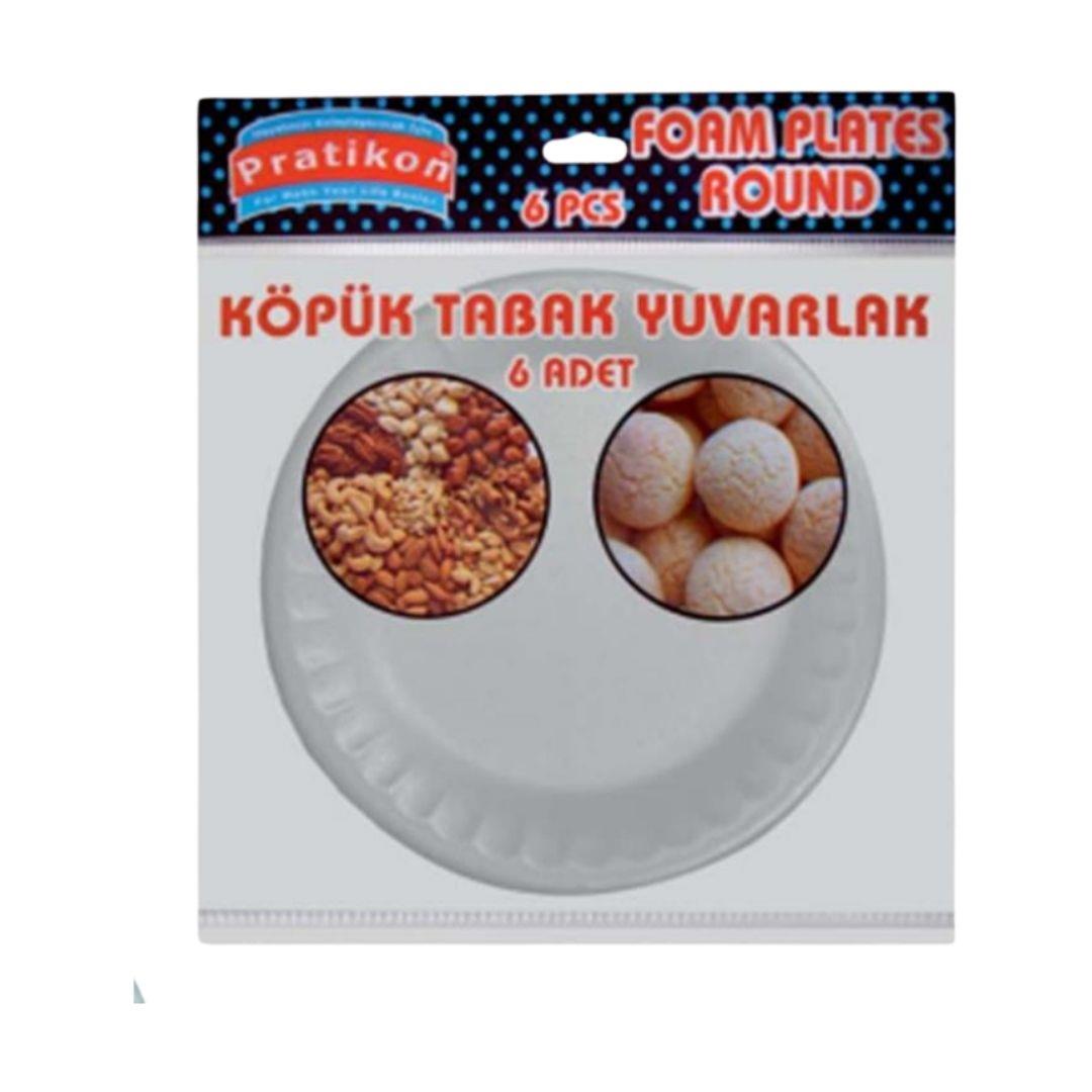 PRATİKON PR1166 KÖPÜK TABAK YUVARLAK 6LI*50 PRATİKON PR1166 KÖPÜK TABAK YUVARLAK 6LI*50