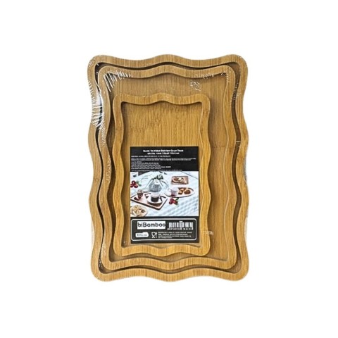 BİBAMBOO 0123 BAMBU DALGALI 3 LÜ SUNUM TEPSİSİ*24
