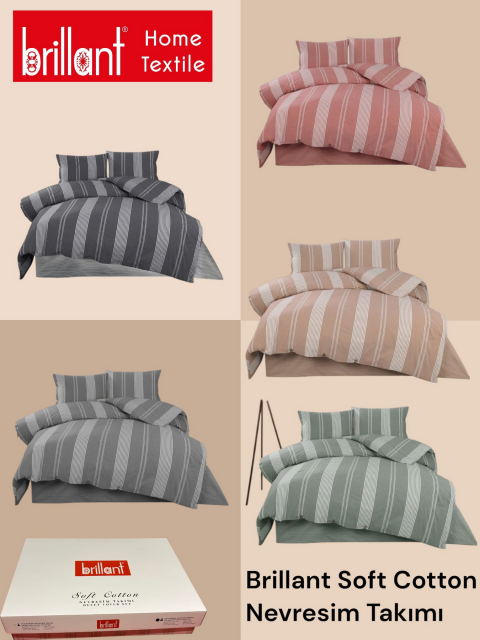 BRİLLANT KUTULU SOFT COTTON NEVRESİM TAKIMI ÇİFT KİŞİLİK *7
