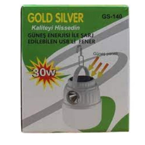 GOLD SİLVER GS-140 GÜNEŞ ENERJİ ŞARJ-USB FENER*60