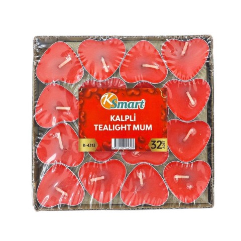 KSMART 32 Lİ KALPLİ TEA LİGHT MUM*60