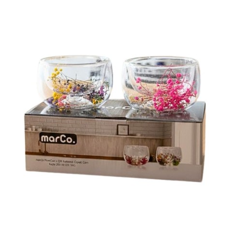 MARCO 0111 2 Lİ ÇİÇEKLİ CAM KASE*24