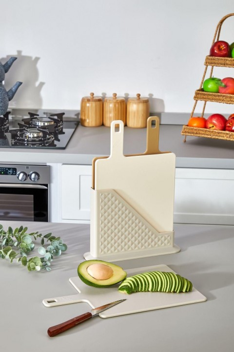 MOİ Saplı Standlı Kesme Tahtası Seti 4 Parça