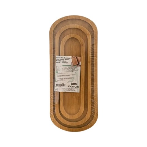 MOMOM 0050 BAMBU UZUN OVAL 3 LÜ SUNUM TEPSİSİ*24