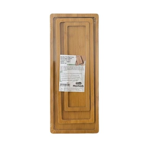 MOMOM 0051 BAMBU UZUN 3 LÜ SUNUM TEPSİSİ*24