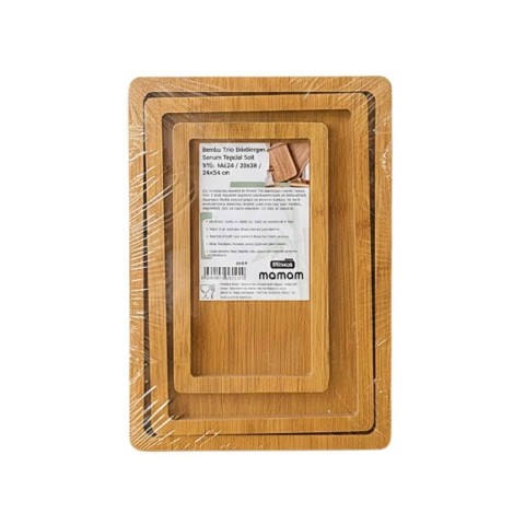 MOMOM 0124 BAMBU DİKDÖRTGEN 3 LÜ SUNUM TEPSİSİ*24