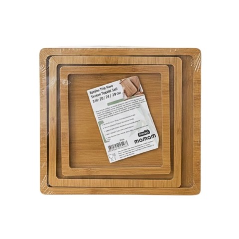 MOMOM 0126 BAMBU KARE 3 LÜ SUNUM TEPSİSİ*24