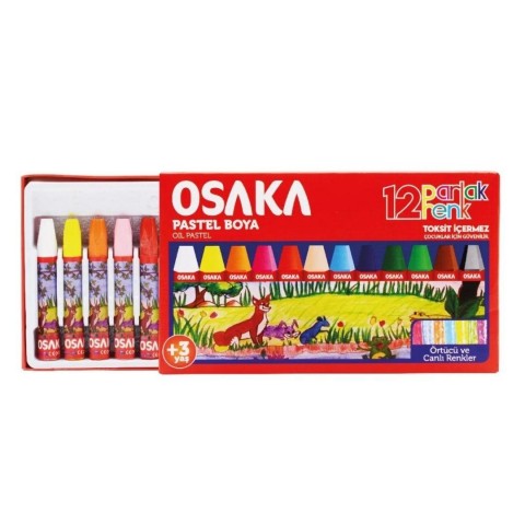 OSAKA 12 Lİ PARLAK RENK PASTEL BOYA (12*16)*192
