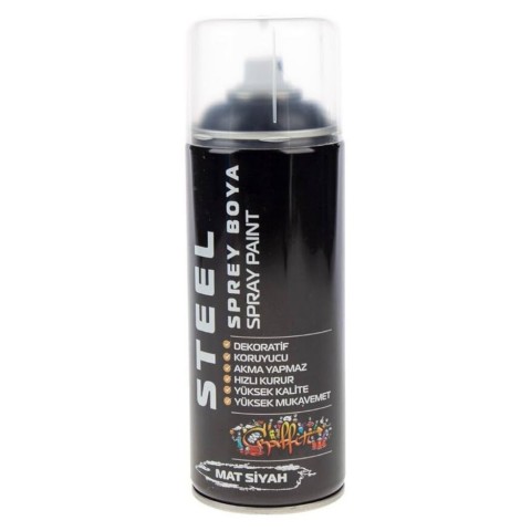 STEEL SPREY BOYA MAT SİYAH 400 ML*48