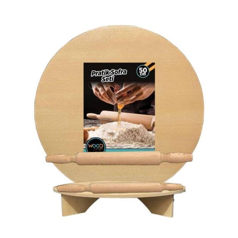 TARAKLI AHŞAP 55 CM MERDANELİ PRATİK SOFRA SETİ*