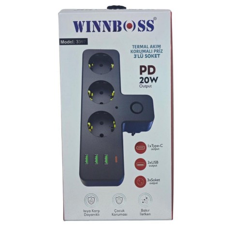 WINNBOSS MODEL : 3397 TERMAL AKIM KORUMALI PRİZ*40