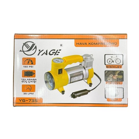 YAGE YG-735 HAVA KOMPRESÖRÜ METAL EL FENERLİ*20