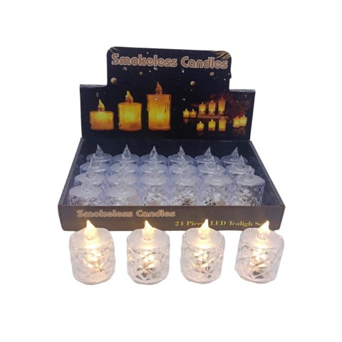 YAKUT KRİSTAL LED MUM 24 LÜ KÜÇÜK*20